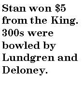 Text Box: Stan won $5 from the King. 300s were bowled by Lundgren and Deloney.