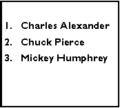 Text Box: Charles AlexanderChuck PierceMickey Humphrey
