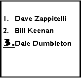 Text Box: Dave ZappitelliBill KeenanDale Dumbleton							      