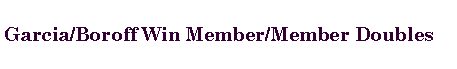 Text Box: Garcia/Boroff Win Member/Member Doubles