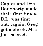 Text Box: Caples and Doc Dougherty made their first finals. D.L. was first out�again. Greg got a check. Max just missed.